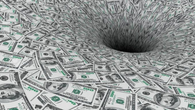 Crisis Concept. Money Flow in Black Hole